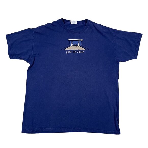 Life is Crap Life is Good Parody Bowling Blue T-Shirt Size XXL - Picture 1 of 6